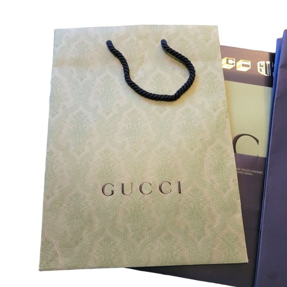 Gucci Shopping Bags Black & White + Gift Ties Set of 7 Reusable Gift Prop VR210 - Picture 4 of 12